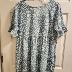 Large baby blue cheetah print mini dress